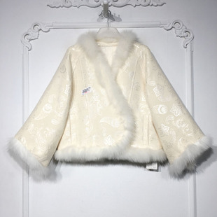 YB000743 真毛羽绒服品牌女装 时尚 短款 折扣颦薪 国风新中式 容悦