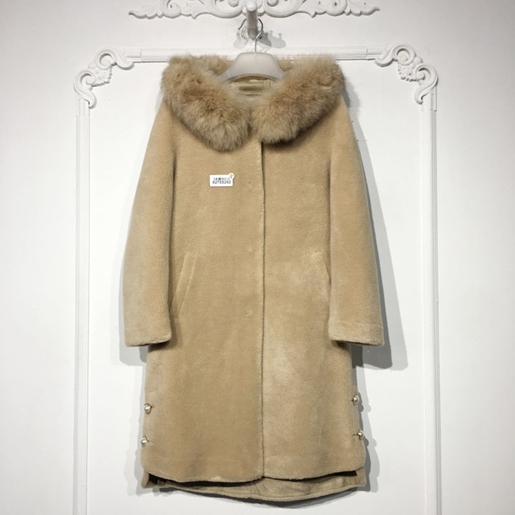 西树系列 8275S292 真毛领羊毛颗粒绒毛呢外套品牌女装折扣颦薪