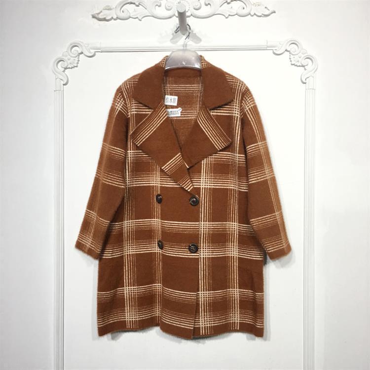 N系列 8025S011 时尚长款仿水貂外套品牌女装折扣颦薪