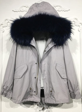 西树系列 8028S277 时尚真毛领真毛内胆派克服品牌女装折扣颦薪