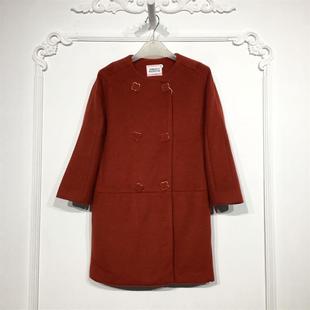 毛呢外套品牌女装 紫系列 长款 时尚 折扣颦薪 8025S142