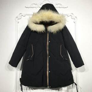 沫H系列 8043S223 时尚真毛领长款羽绒服品牌女装折扣颦薪