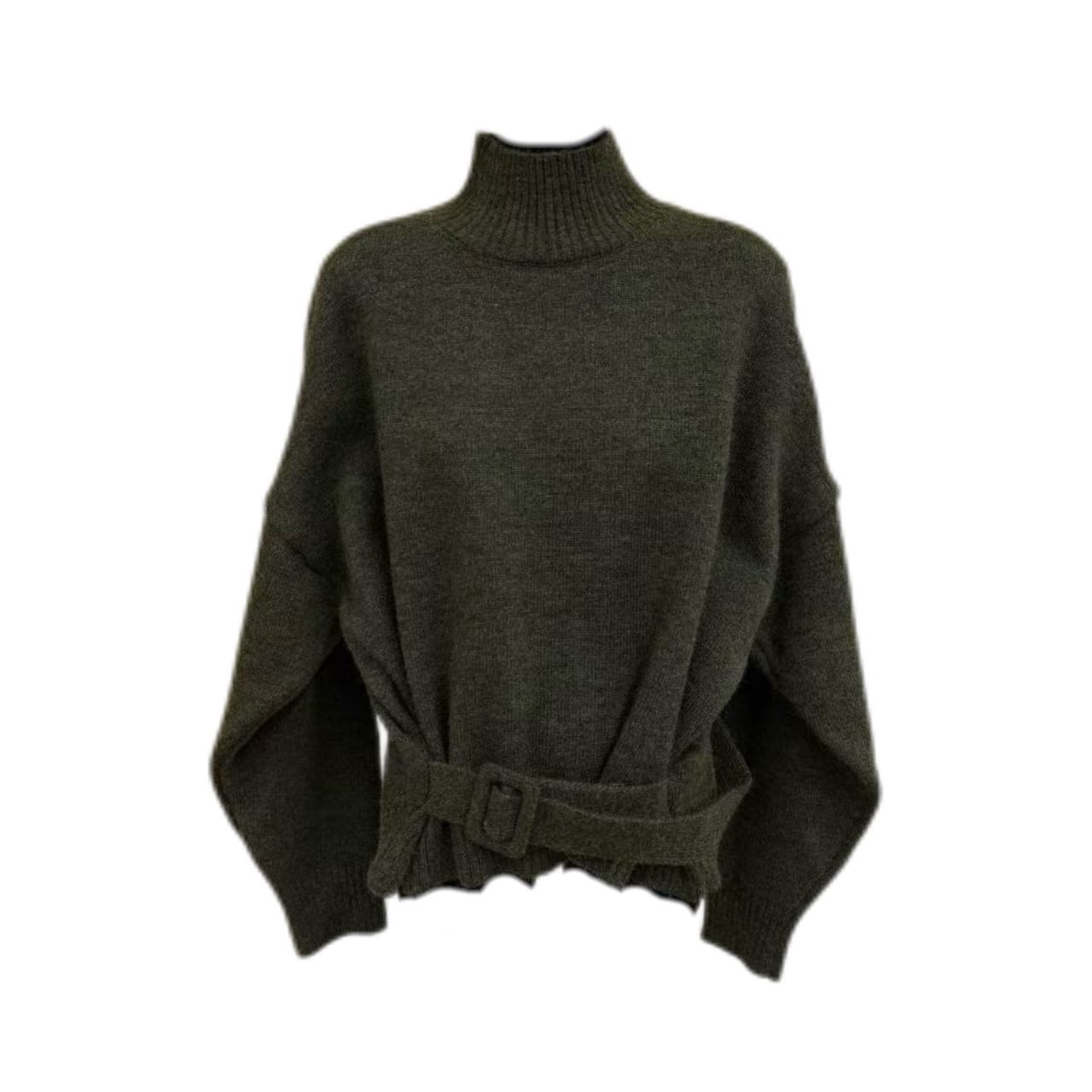 C9118秋冬新品高领简约纯色套头宽松毛衣女