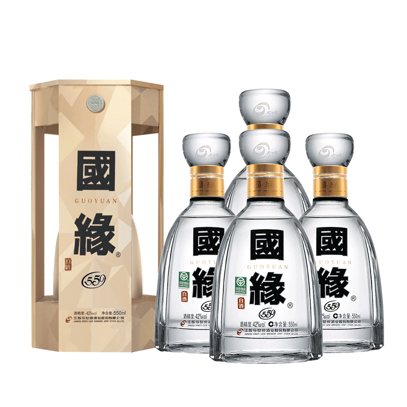 【酒厂直供】今世缘国缘四开4开550ml*4整箱42度幽雅醇厚型白酒