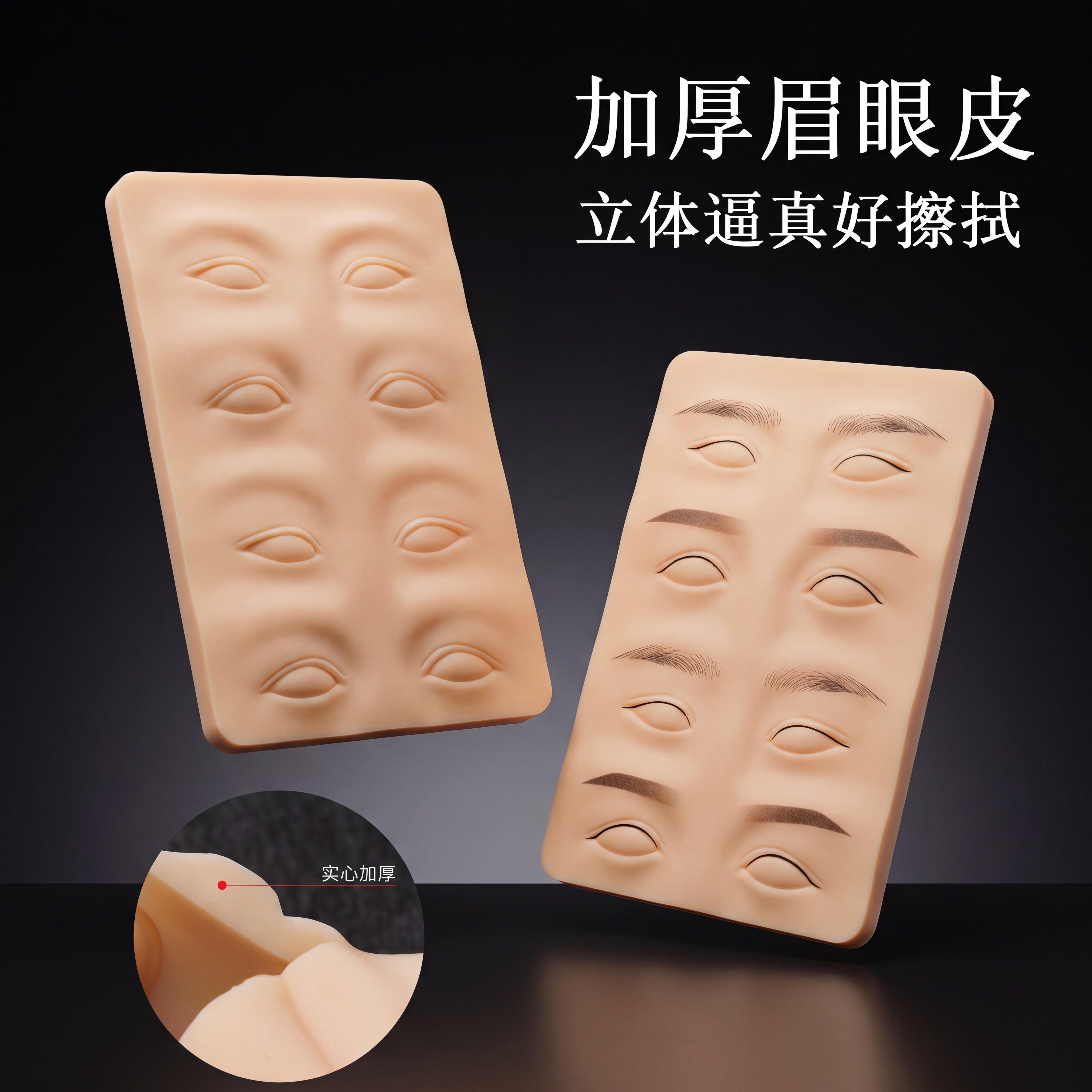 纹绣专用新手练习皮匠心高品质硅胶纹眉做眼线野生眉加厚仿皮假皮