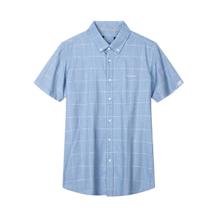 时尚 品牌撒柜衬衣夏季 衬衫 休闲短袖 透气格子衬衣商务免烫凉爽 男士