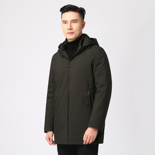 外套 高货可脱卸羽绒内胆休闲连帽简约中长款 H撤柜剪牌男装 羽绒服