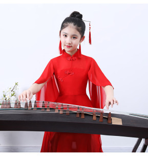 长裙 儿童古筝演出服女中大童仙女气质飘逸中国风钢琴二胡表演服装