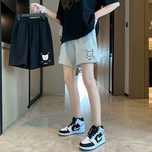 5黑色五分裤 宽松直筒港味显瘦休闲ins潮阔腿中裤 子 女夏季 运动短裤