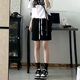 ins潮阔腿五分裤 美式 直筒宽松灰色休闲中裤 女夏季 子 百搭运动短裤