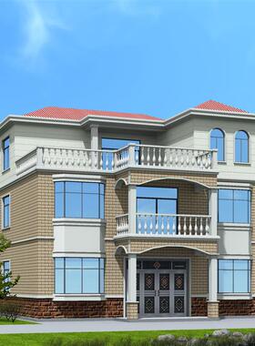 12x14 两层半新农村别墅自建房设计图效果图新款好看全套施工图纸