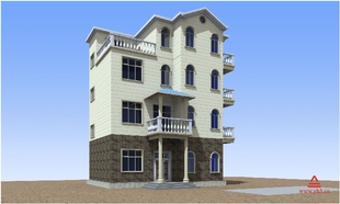 10.3x9.5 三层半建筑别墅设计农村自建房建筑结构施工图盖房图纸