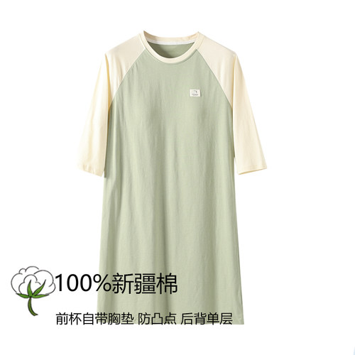 新疆棉夏季带胸垫可外穿睡裙