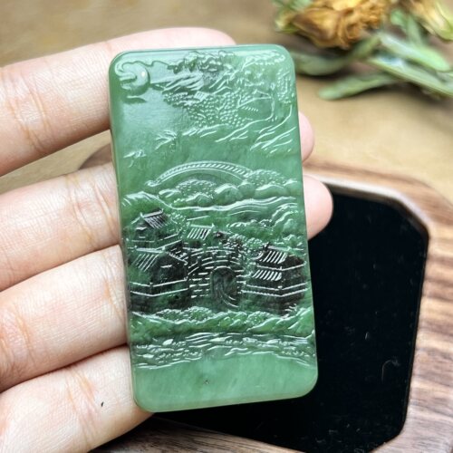 和田玉碧玉山水牌7号矿老料