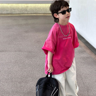 宽松帅气时髦宝宝夏季 男童短袖 儿童半袖 纯棉韩版 衣服 t恤2025新款