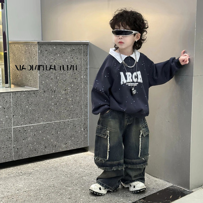 男童秋套装2025新款韩版卫衣潮酷