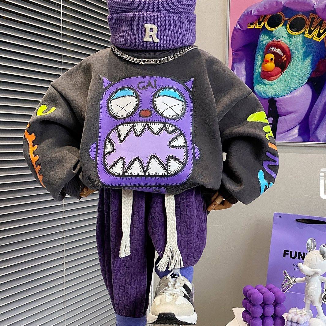 男童卫衣春秋2023新款儿童卡通印花圆领套头男女童宝宝潮牌上衣潮,童装/婴儿装/亲子装,卫衣/绒衫,淘宝优惠券,粉丝福利购,淘宝优惠卷