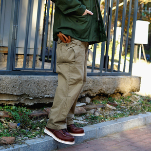 深棕油摔纹头层牛皮固特异缝制875工装靴男复古马丁靴机车靴子