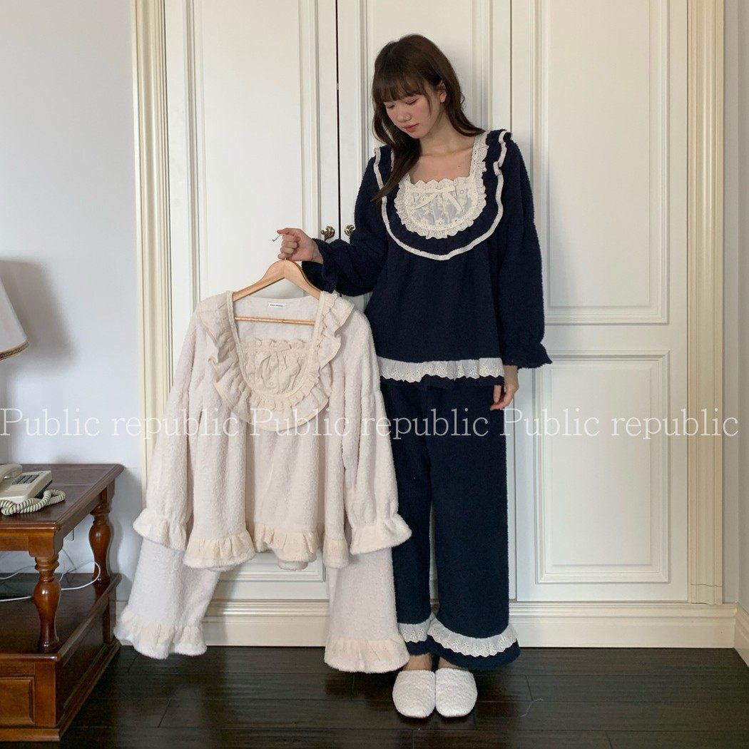 韩国原创品牌冬季甜美宫廷风睡衣