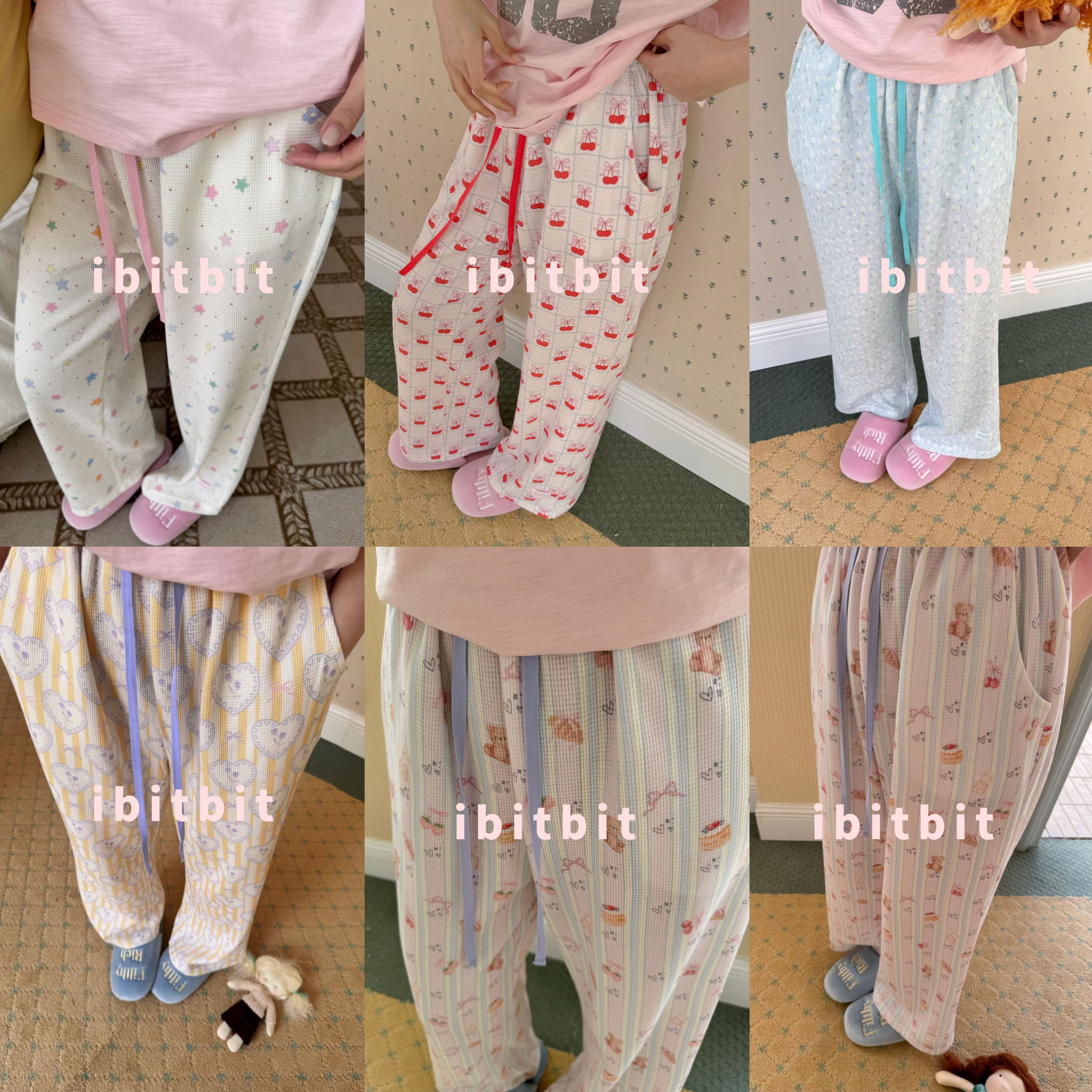 ibitbit春季华夫格抽绳印花可爱卡通休闲家居裤睡裤女口袋遛弯裤,女士内衣/男士内衣/家居服,睡裤/家居裤,淘宝优惠券,粉丝福利购,淘宝优惠卷