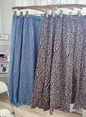 CaCa纯棉磨毛卡通红色睡裤女秋冬碎花宽松休闲豹纹家居长裤女