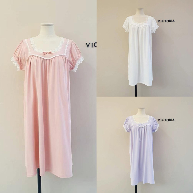 韩国VICTORIA夏季短袖甜美睡裙