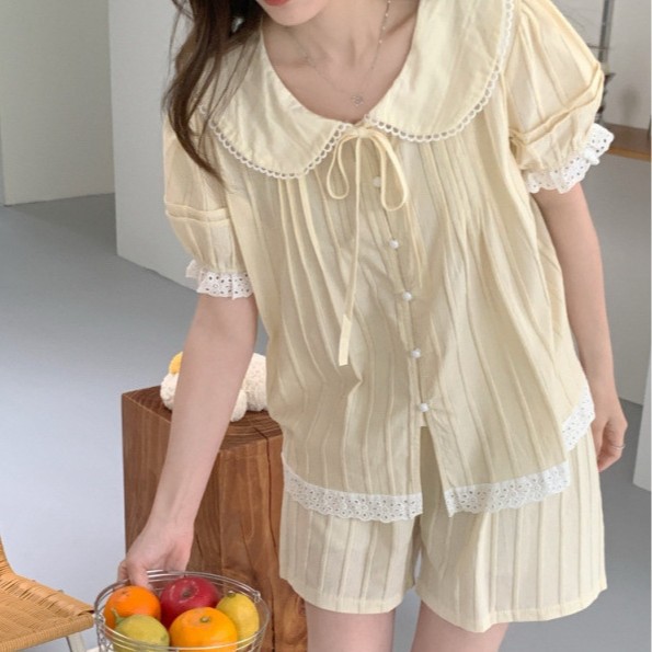 夏季甜美公主娃娃领家居服套装