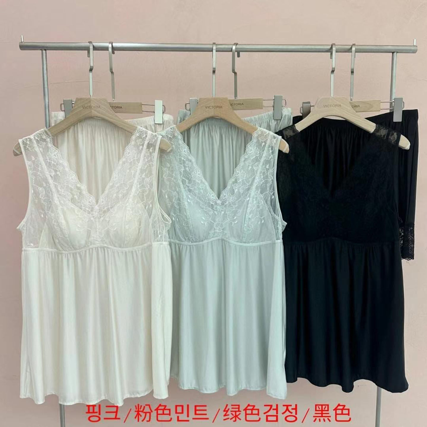 韩国VICTORIA东大门代购25夏季凉感纯色无袖短裤睡衣家居服套装女