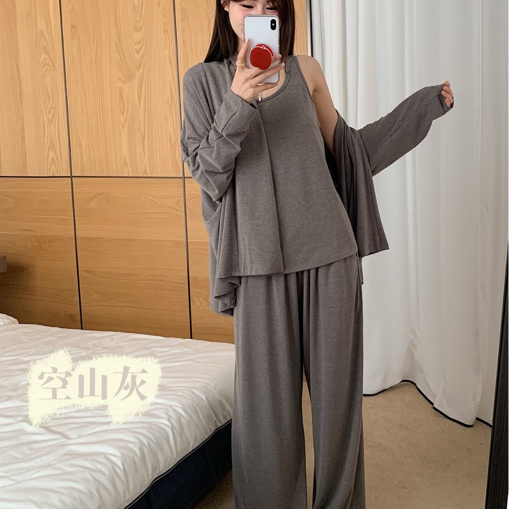 秋季轻暖免穿bra发热睡衣女套装