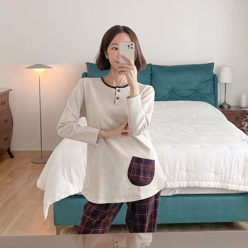 韩国纯棉弹力情侣男女睡衣家居服