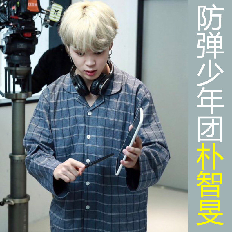 evenie韩国纯棉格子长袖家居服