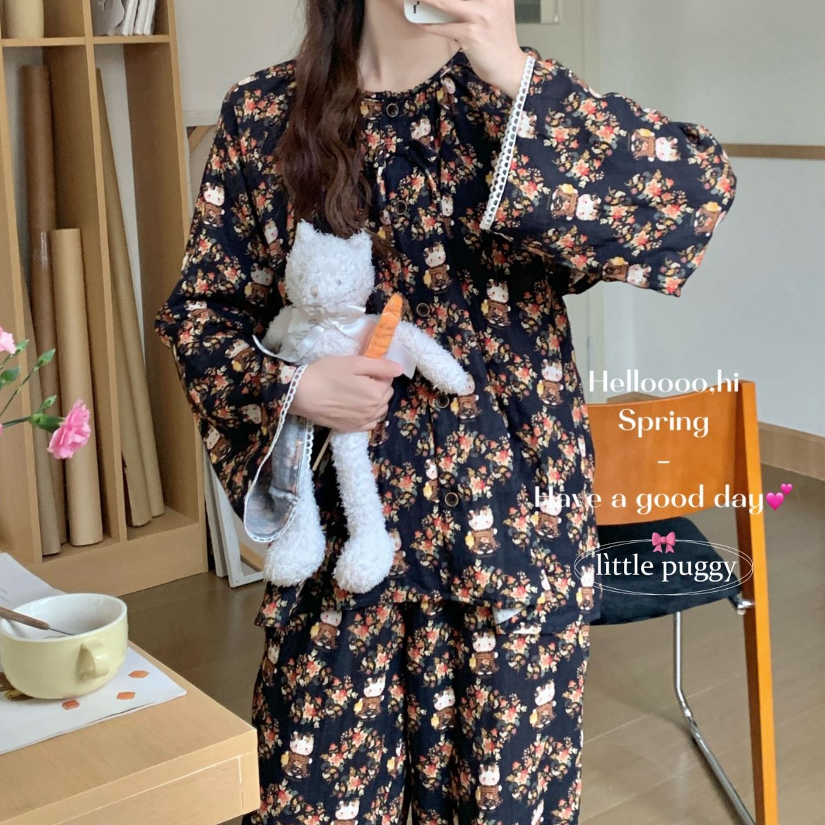 littlepuggy双层纱布睡衣套装
