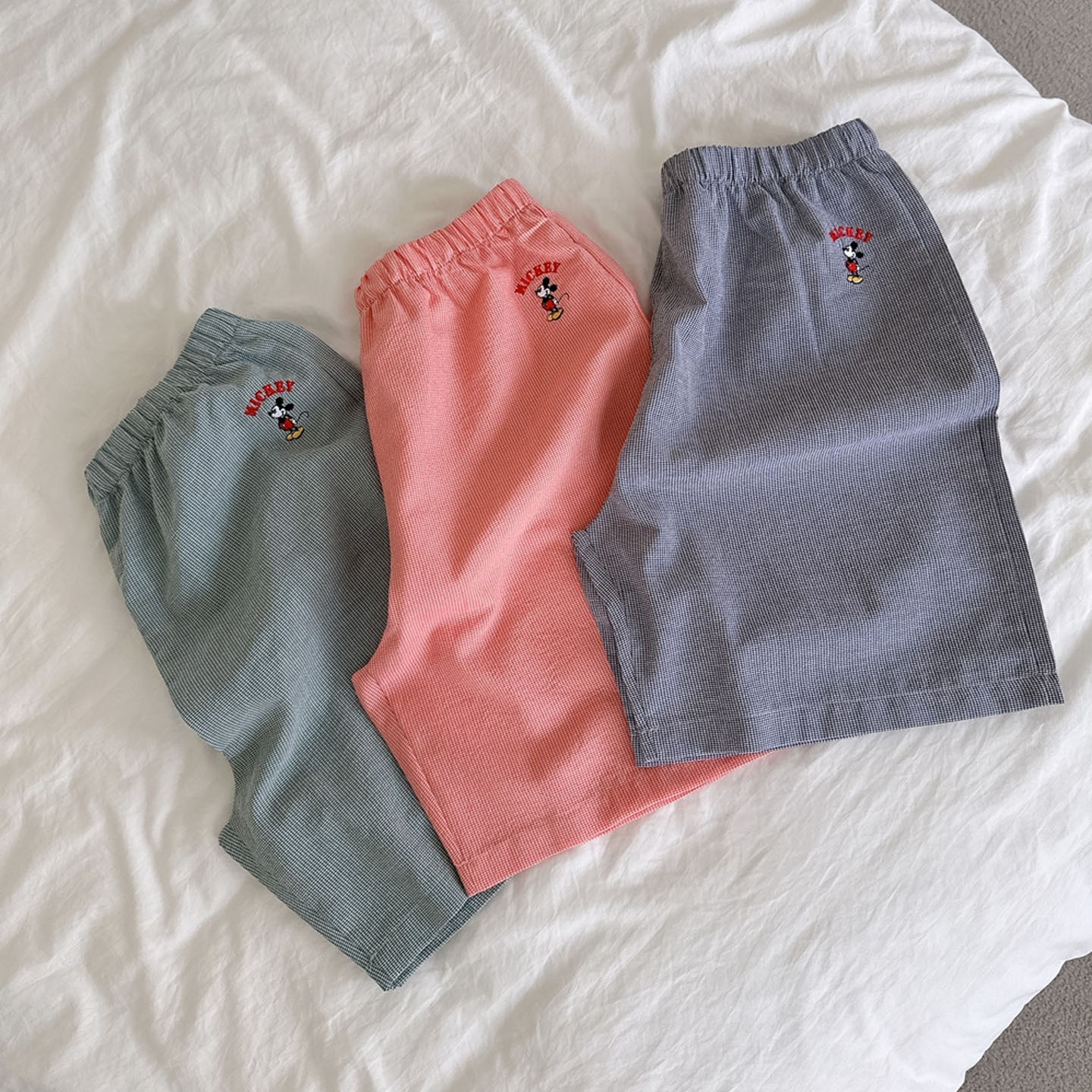 韩国代购迪士尼夏季米奇卡通可爱男女情侣五分家居睡裤宽松大裤衩