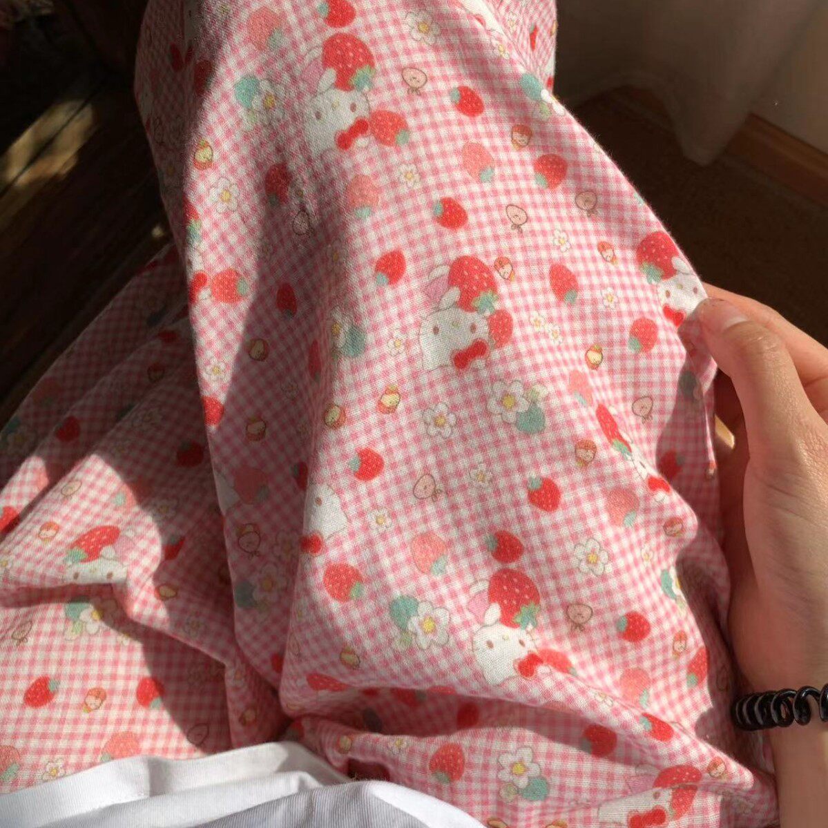 全棉双层纱2025春季KT猫宽松舒适睡裤有口袋居家休闲长裤可外穿