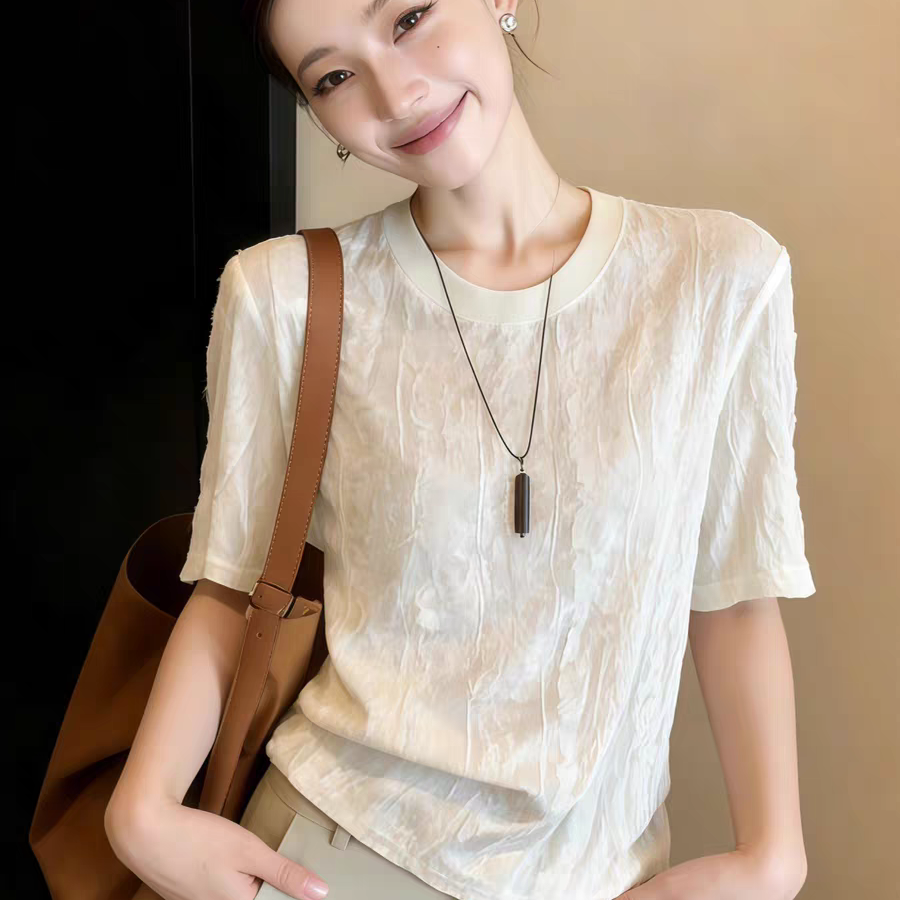 夏季穿搭蕾丝边短袖t恤女2026新款爆款独特超好看韩系chic小上衣