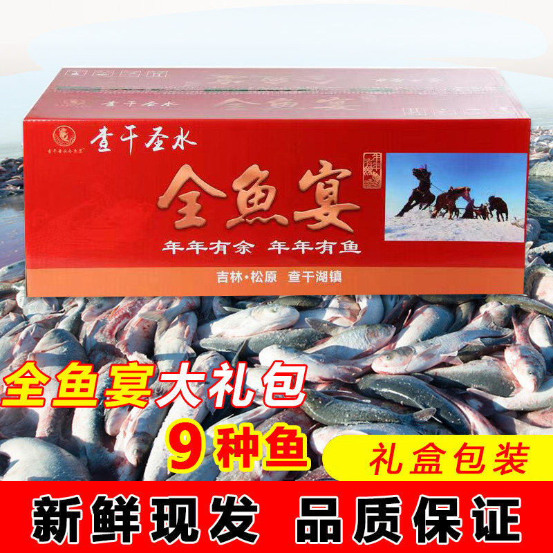 查干湖冬捕鱼东北大鱼全鱼宴胖头鱼鲢鱼银鱼大白鱼杂鱼送礼礼盒装