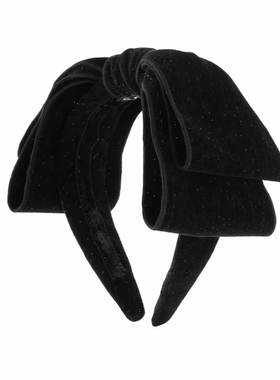 秋冬高级感星空法式复古大蝴蝶结高颅顶发箍气质网红黑色丝绒头箍