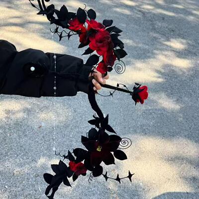 万圣节扭扭棒哥特风荆棘玫瑰手拿棒diy材料包创意发光魔法棒儿童