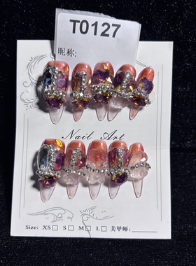 M尺码纯手工穿戴甲重工孤品美甲贴片T0127