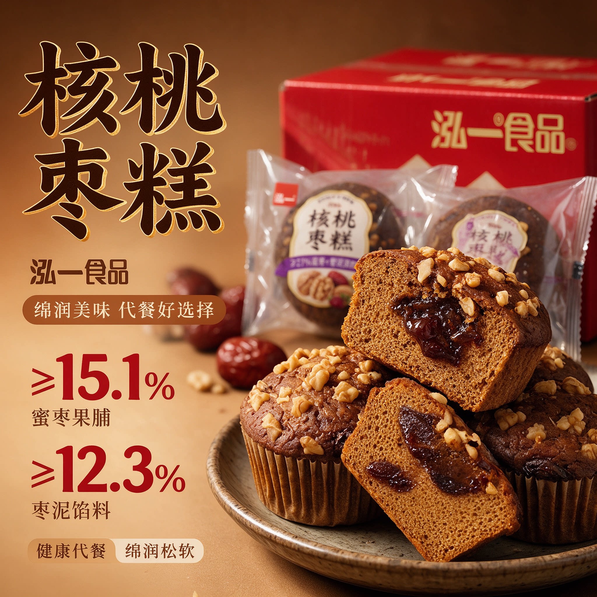 核桃枣糕整箱营养速食早餐