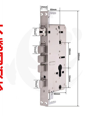 304不锈钢防盗门锁体 大门锁配件B级C级方头锁双快上提通用型锁具