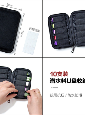 优质潜水料防摔银行用u顿收纳包迷你10卡位u盘随身便携收纳保护套