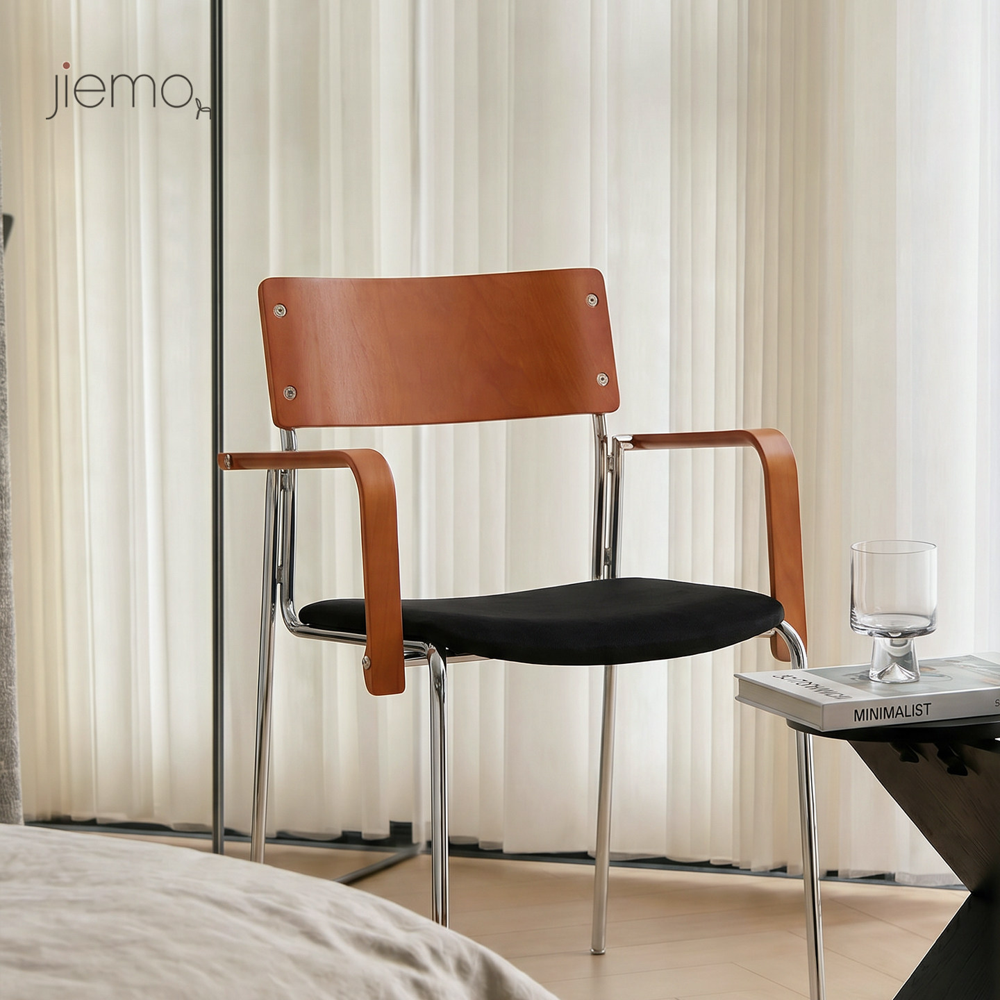 Jiemo | 折线椅 北欧简约设计师复古包豪斯餐椅中古风家用休闲椅
