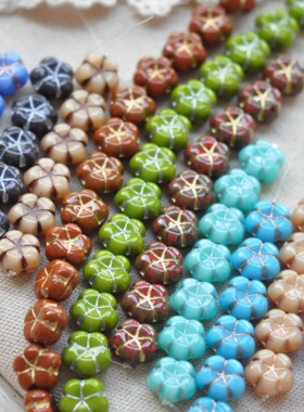 进口捷克珠10mm面包花鸡蛋花五瓣花手工DIY串珠手链饰品配件