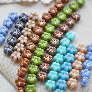 进口捷克珠10mm面包花鸡蛋花五瓣花手工DIY串珠手链饰品配件