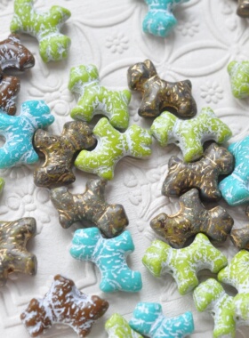 进口捷克珠19x17mm复古高定小狗雪纳瑞琉璃珠手工串珠diy材料配件