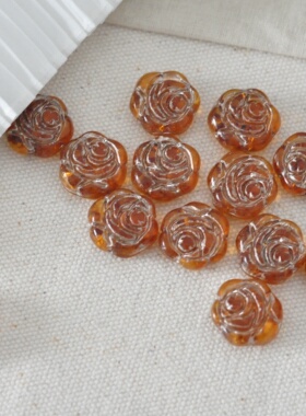 进口捷克珠18mm双面复古玫瑰蔷薇花描金浮雕串珠材料散珠
