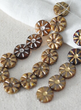 进口捷克珠12mm太阳花放射圆珠琉璃珠手工串珠手链饰品材料配件