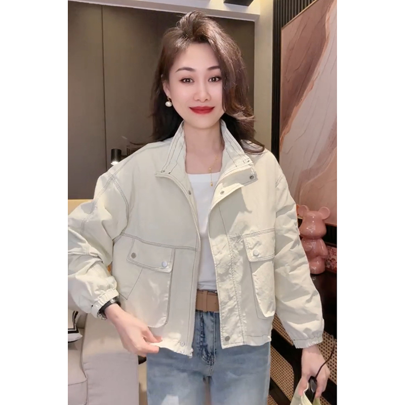 机车服女短款2025春秋休闲立领明线棒球服外套户外工装小风衣夹克