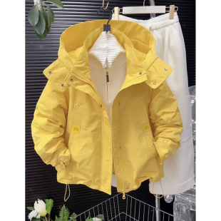 春秋高品质洋气小风衣短款外套休闲减龄连帽女上衣宽松冲锋衣夹克